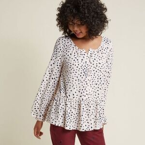 Modcloth Flow with the Punches Spotted Shirt XXS